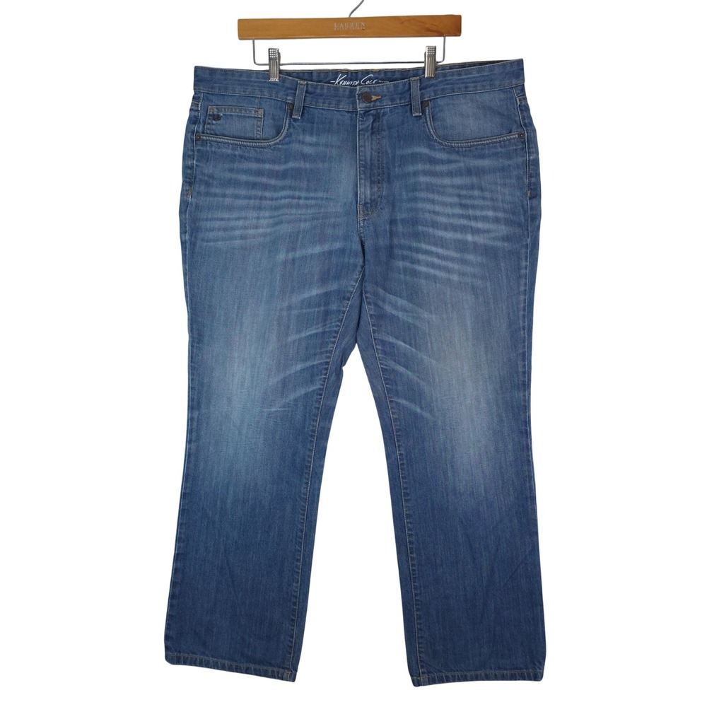 Kenneth Cole New York Jeans Mens 38x30 Blue Straight Leg Oritt Cotton Denim